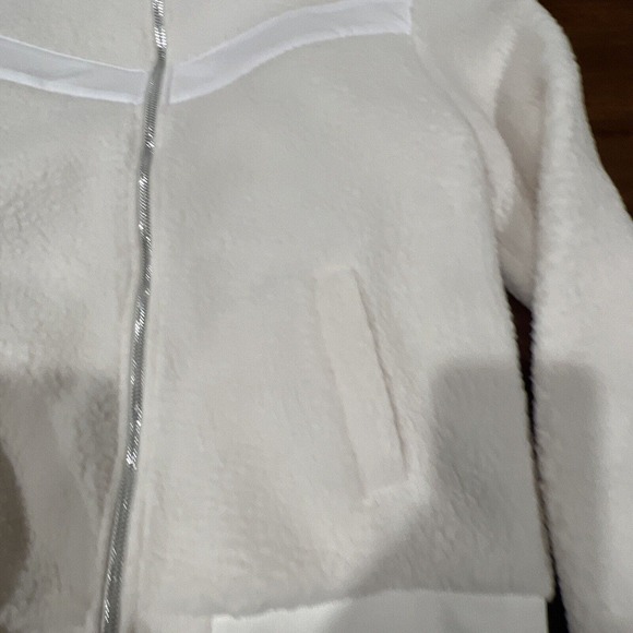 Zyia Jacket White Flying V Fleece Activewear Sherpa Full Zip Jacket Size S - Picture 4 of 11